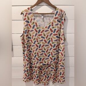 Colorful Flip-Flop Print Sleeveless Tunic - Miss Nikky - Size XXL